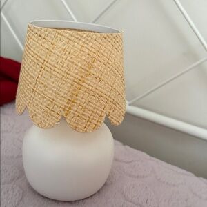 Cream and White Woven Table Lamp